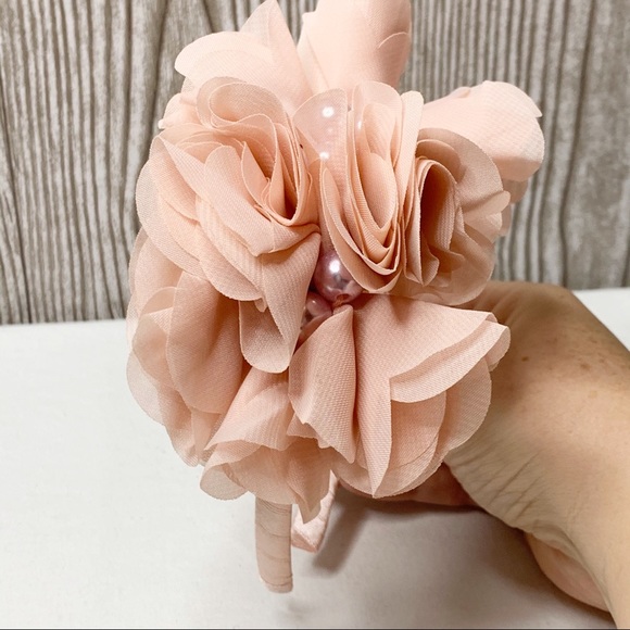 Adorable Floral & Faux Pearl Headband in Blush - Picture 3 of 12